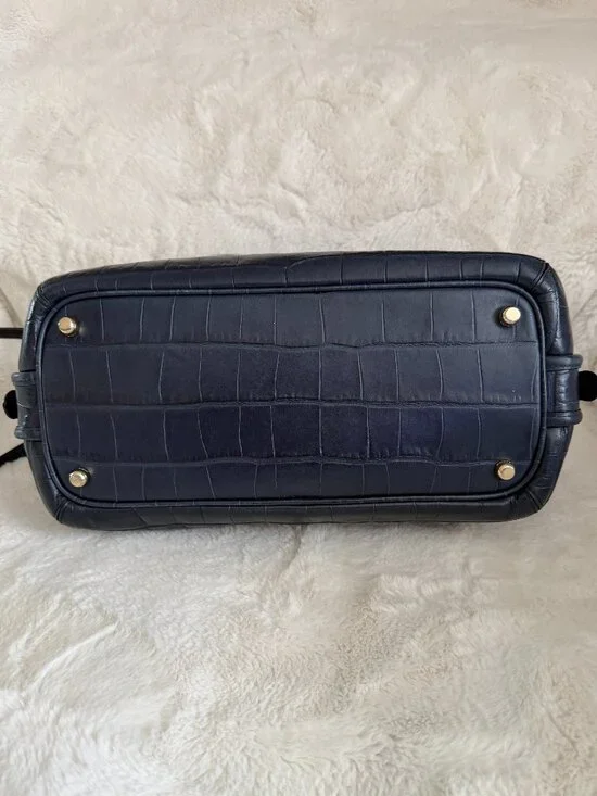 Coach Prince Street Satchel Navy Leather Crocodile-Embossed Crossbody/Handbag - Picture 8 of 16